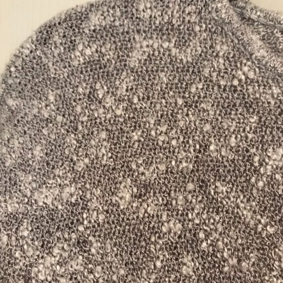 SAKS FIFTH AVENUE Size X-Small Gray Cream Marled Tunic Sweater Fringe Crewneck - Picture 4 of 8